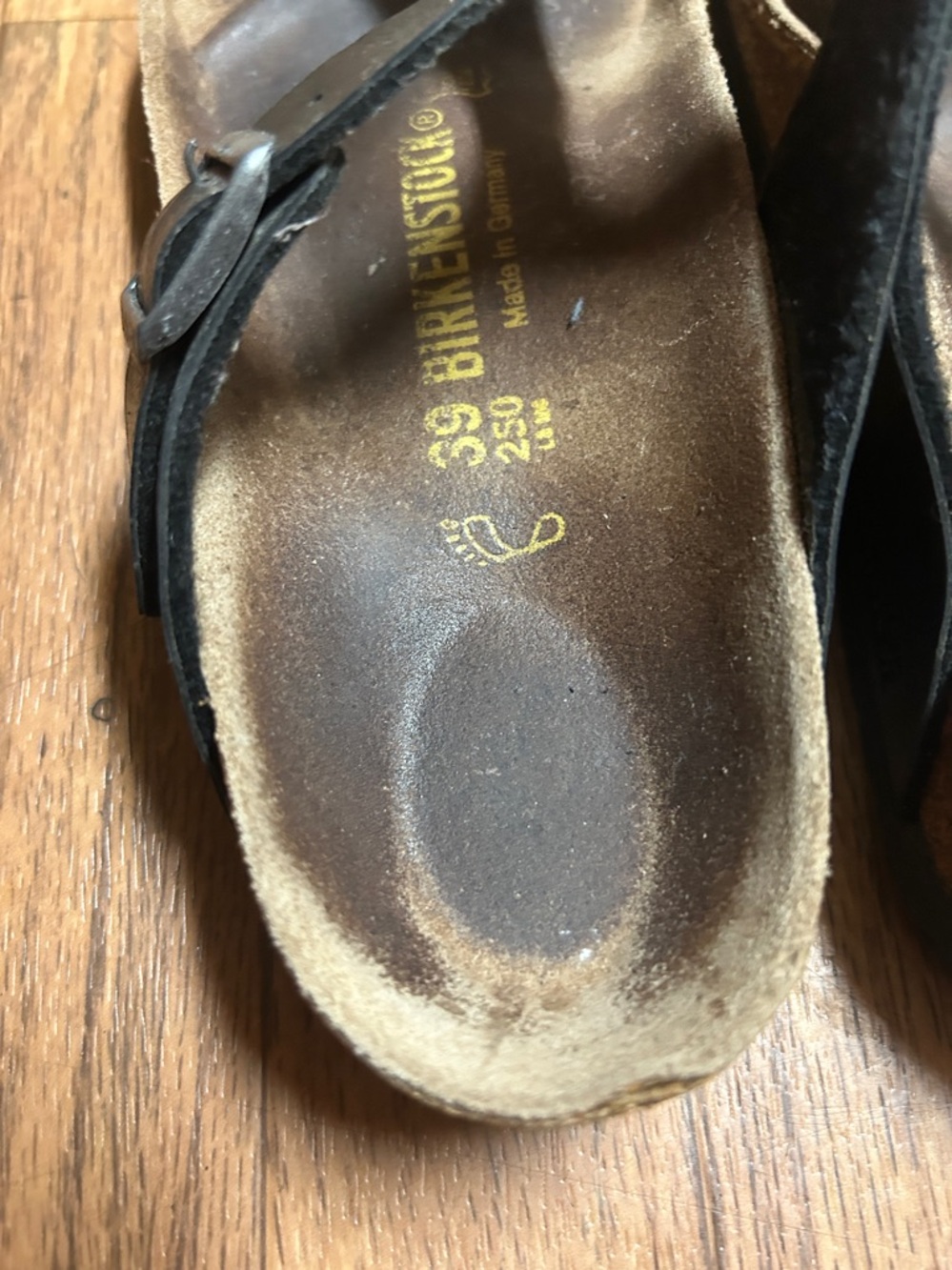 Birkenstock Black Leather T-Strap Thong Sandals - Picture 5 of 6